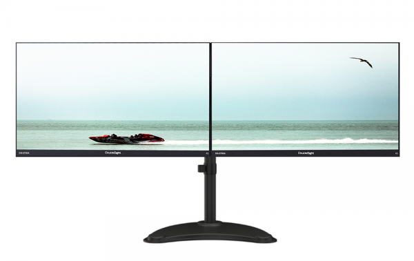 Doublesight Displays 2 HD 27” Monitors (1920x1080) 75Hz Lightweight Aluminum Dual Monitor Stand Combo