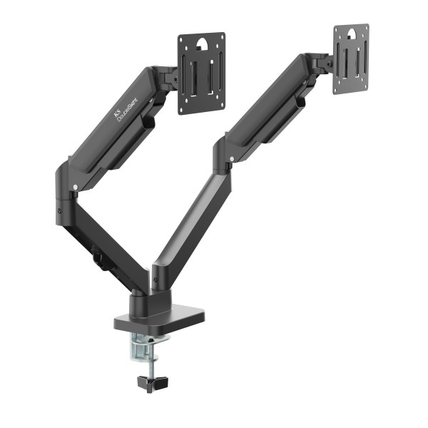  KS-32DMA: Dual Monitor Stand - Full Adjustable Monitor Desk Mount Swivel Vesa Bracket with C Clamp, Grommet Mounting Base up to 32 Inch Computer Screens