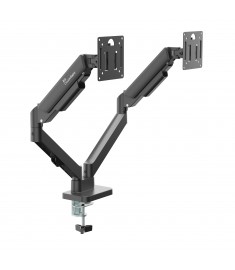  KS-32DMA: Dual Monitor Stand - Full Adjustable Monitor Desk Mount Swivel Vesa Bracket with C Clamp, Grommet Mounting Base up to 32 Inch Computer Screens