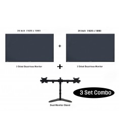 Doublesight Displays 2 HD 24” Monitors (1920x1080) 75Hz Lightweight Aluminum Dual Monitor Stand Combo